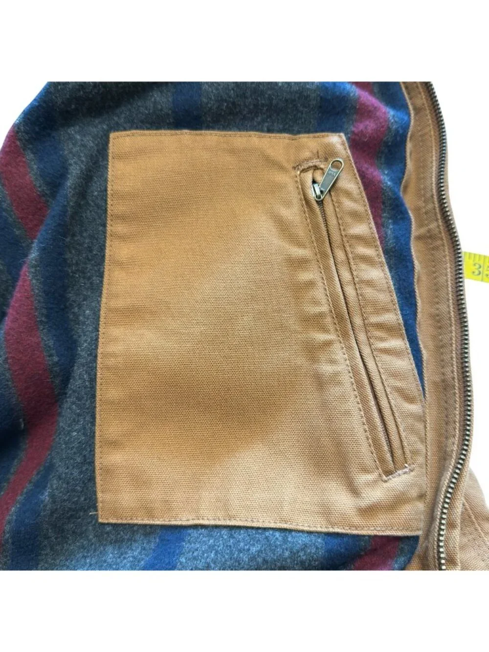 Carhartt Mens Large Iconic J01 Duck Detroit Jacket Blanket Lined Brown - Picture 12 of 13